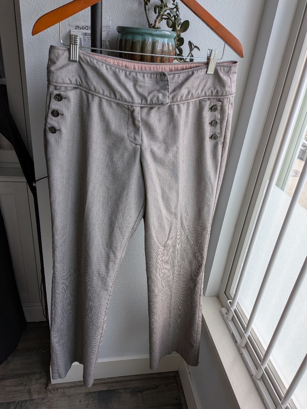 Joe B Joe Benbasset Sailor Button Trousers Tan Herringbone Career Pants Size 9